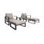Ensemble de conversation d'extérieur en aluminium 5 pièces avec 2 fauteuils club, 2 repose-pieds et table de bout avec coussin-131406326-131406329