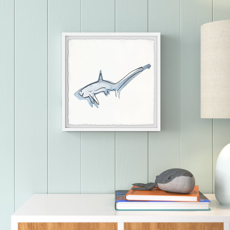 Triptyque famille shark, H 32 po x l 32 po x P 1,5 po