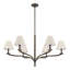 Lustre en bronze forgé à 6 lumières 42 pouces avec abat-jour en lin naturel Petrillo-1192690266