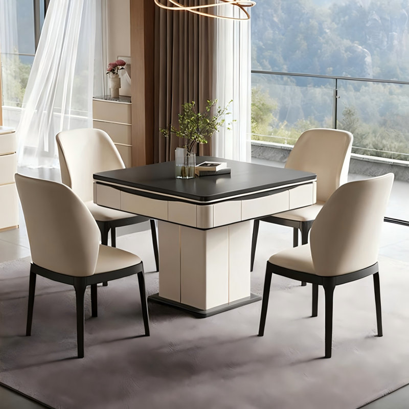 Table de Mahjong entièrement automatique en bois massif et bois d'hévéa brun pour règles chinoises