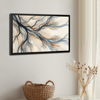 Art mural sur toile noir encadré pour le salon, la chambre à coucher, le bureau ou le vestibule - Décoration murale décorative avec branches abstraites