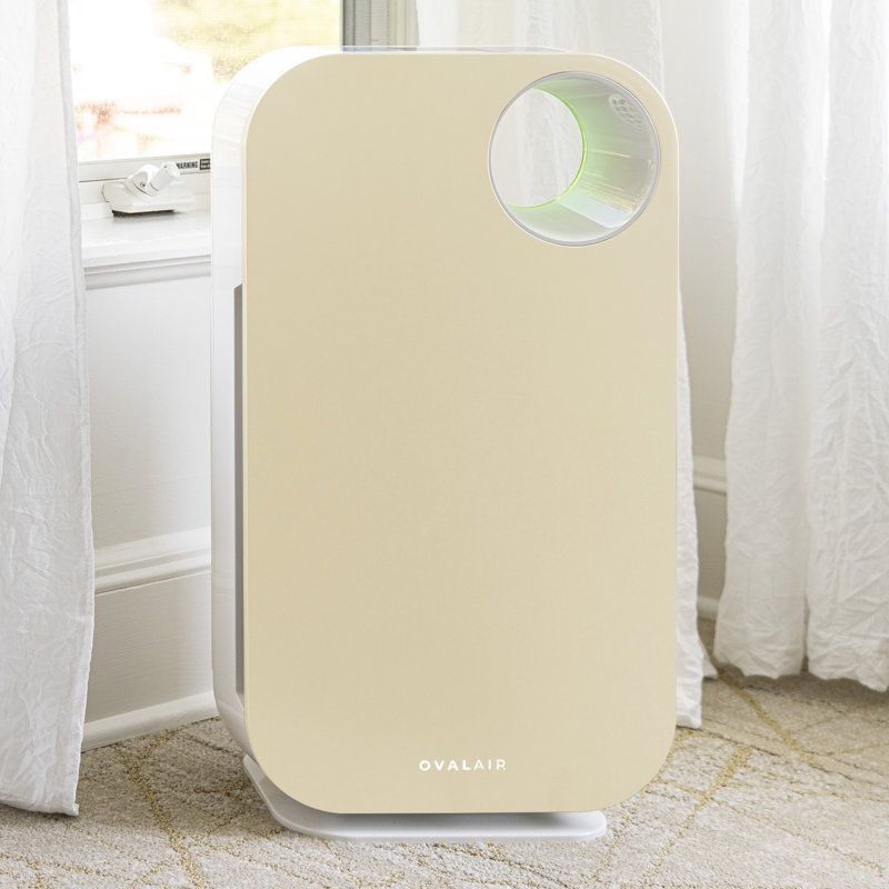 OVAL AIR 3-Stage H13 True HEPA 5-in-1 Air Purifier reduces Allergies, Asthma, Pets, Odor, Smoke, Sienna Sandy Beige