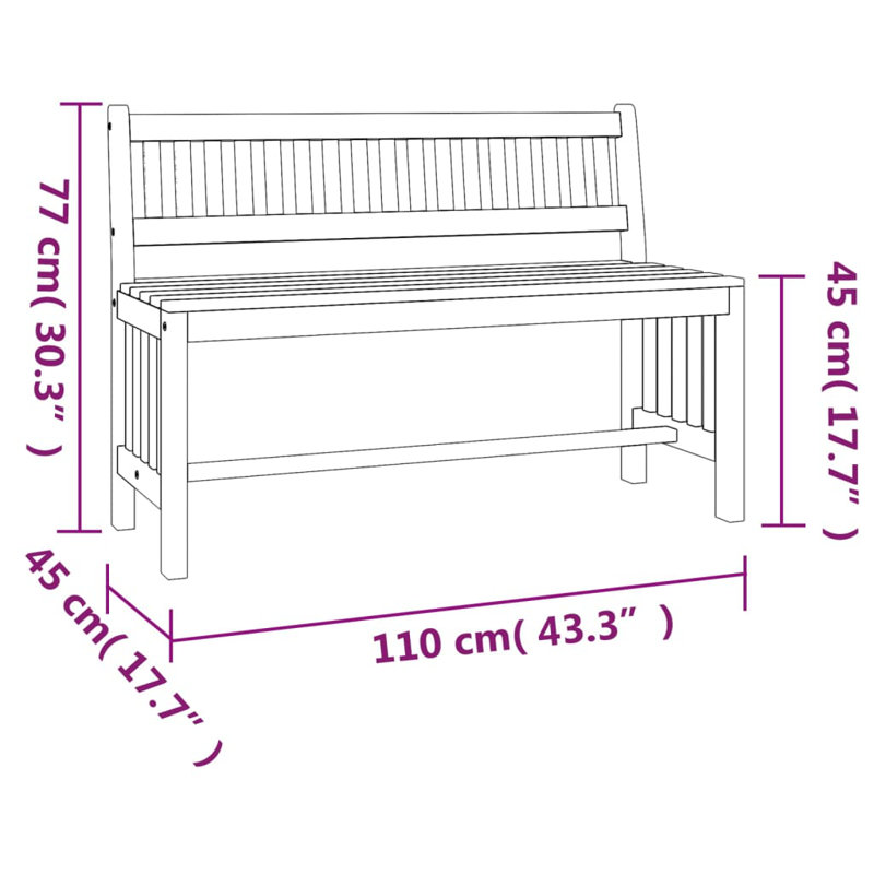 Killead Solid Wood Eucalyptus Outdoor Bench
