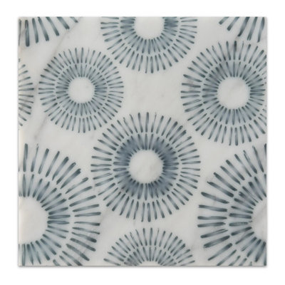 Rays Gray Carrara Marble  6"x6" Laser Engraved Tile
