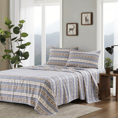 100% Cotton Flannel Blue Snowflake Twin Sheet , 3 Pcs, Brushed Both Sides, Fitted Fits 12" Mattress, - , Machine Washable Pcs In With Snowflake, Twin/full For Elasticized,