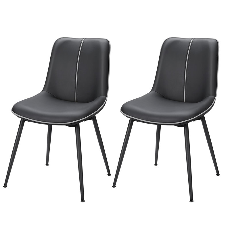Leather Dining Chair with Comfortable Upholstered Seat, Black/Black