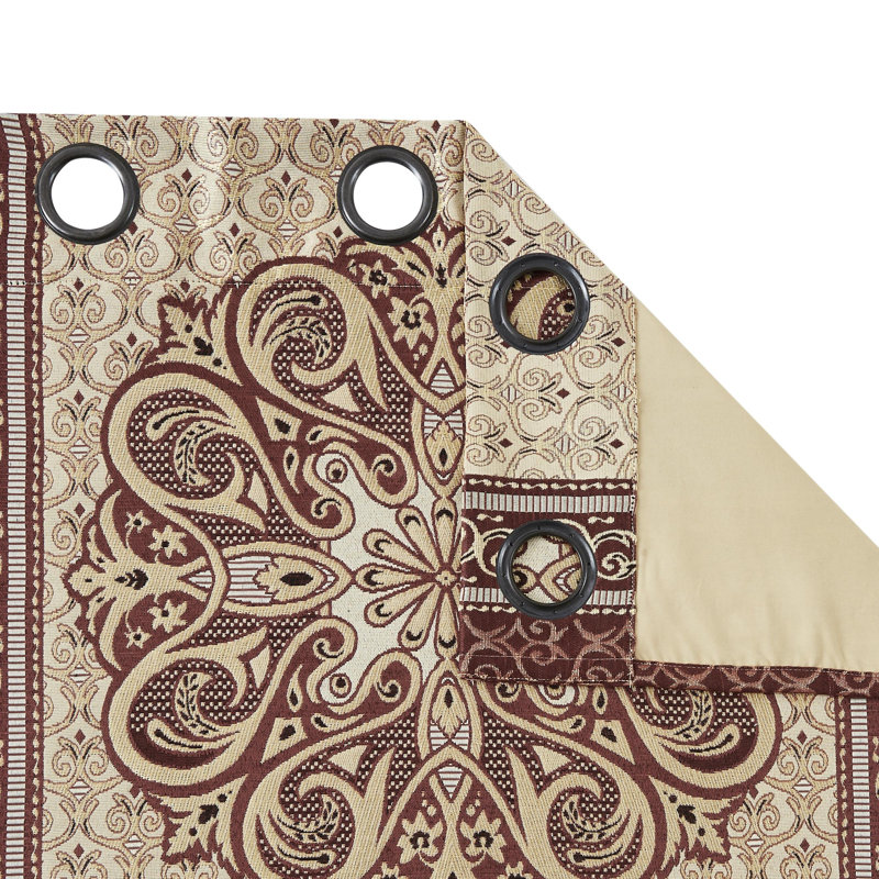 Demri Semi Sheer Curtain Pair, Red Gold