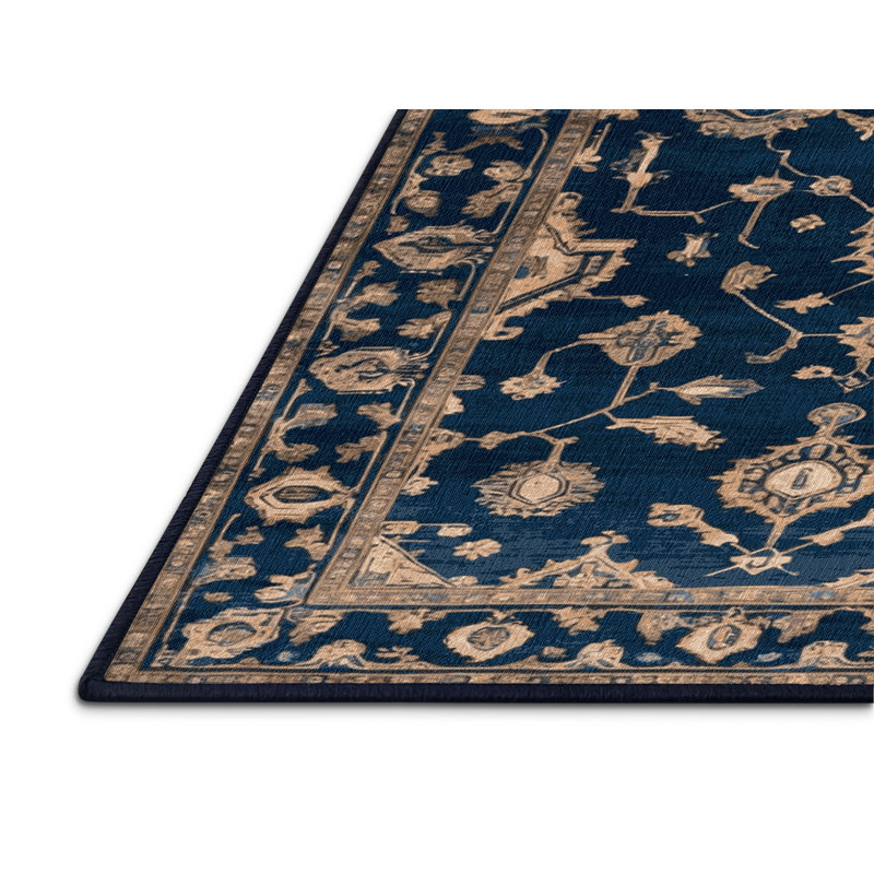 Machine Washable Overdyed Blue Area Rug, Rectangle 8' x 12'