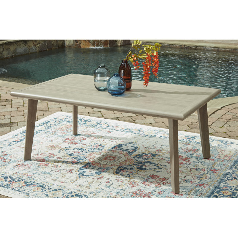 Debbee Outdoor Rectangular Dining Table With Umbrella Option