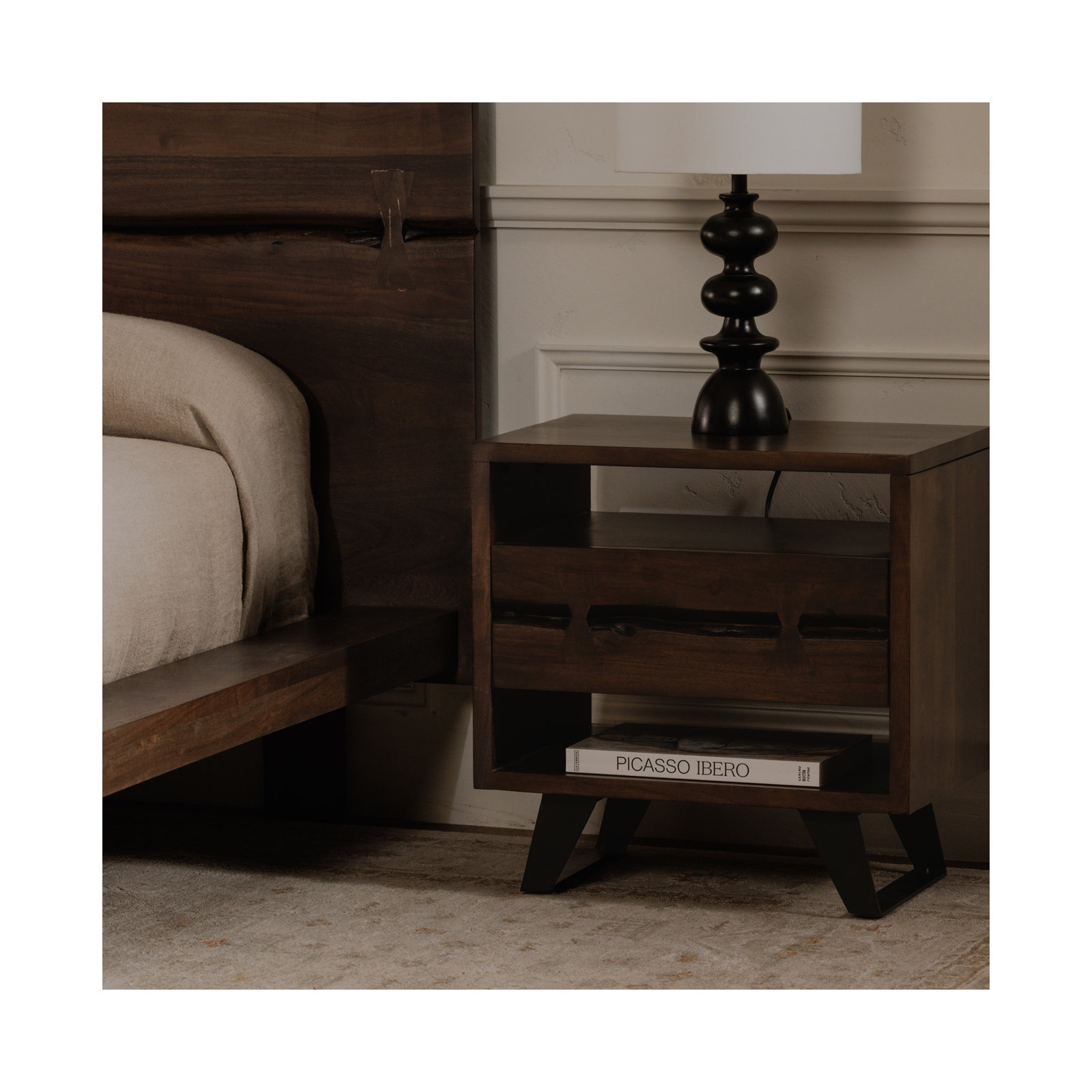 Broughton 1 - Drawer Nightstand, Dark Brown