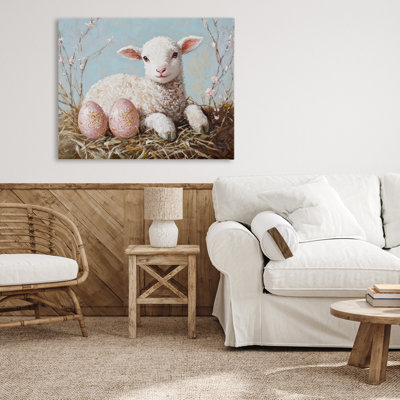 Easter Lamb and Eggs Canvas, design by Petal Prints Design