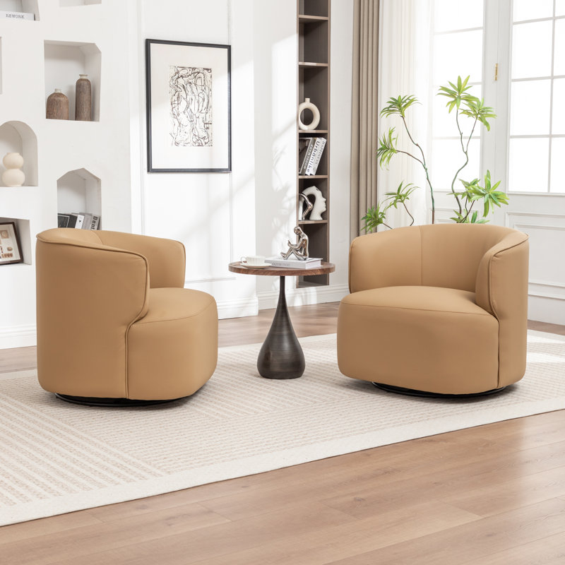 Fauteuil demi-tonneau pivotant de 32 po Tybias, Khaki