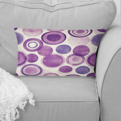 Purple Midcentury Retro Circles I - Midcentury Lumbar Pillow