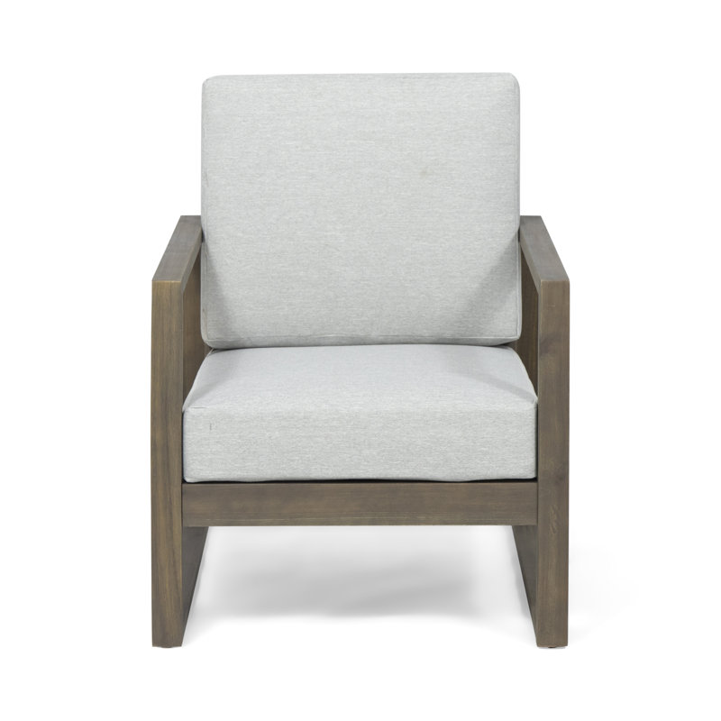 Azeglio Acacia Outdoor Lounge Chair, Light Gray, Gray