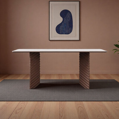 Table de salle à manger Mid-Century en bois massif et ardoise