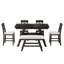 Ensemble de table de salle à manger 6 pièces à hauteur de comptoir en bois avec tablette de rangement, banc et 4 chaises-130139446