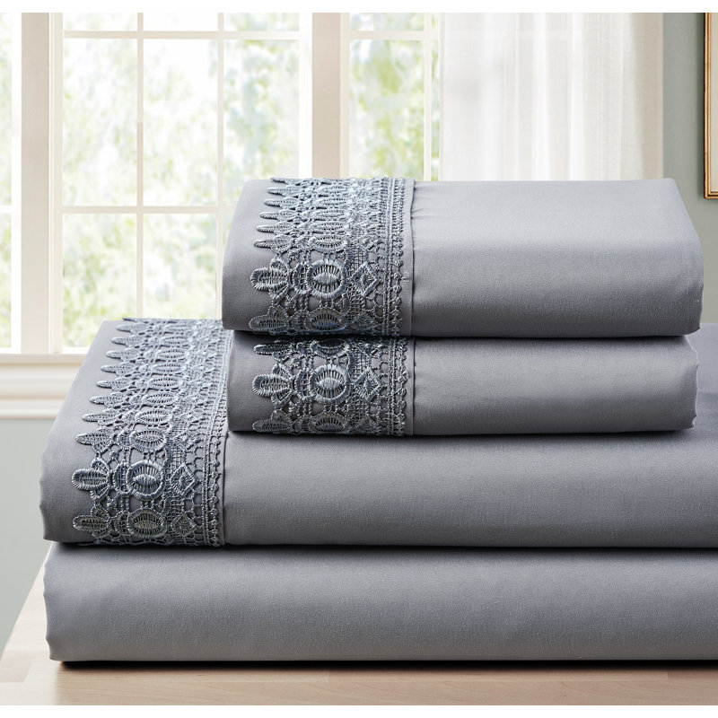 Ensemble de draps en microfibre de qualité supérieure, Gris foncé, Ensemble de draps pour grand lit + un drap-housse 