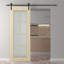 Porte de grange lambrissée préfinie en bois et verre sans trousse de quincaillerie d'installation-93023949-93023944