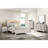 Contemporary White Wash Bed With Headboard Shelves And Built-In , Fabric Frame, Button Functional Features Full Lighting, Bedroom Furniture, Veneer, Design