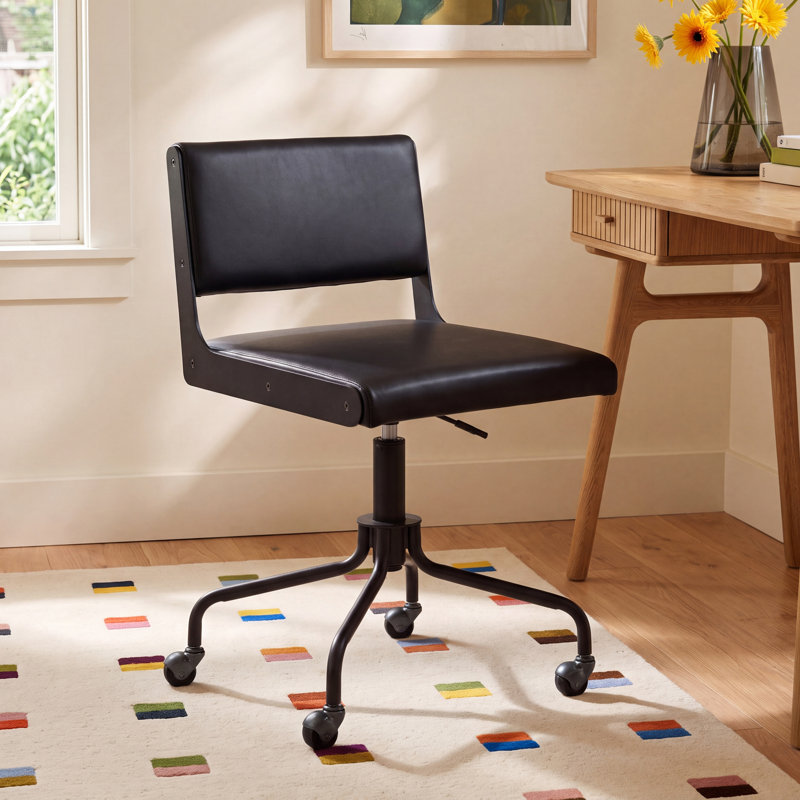Mott Task Chair - Black, Black Faux Leather