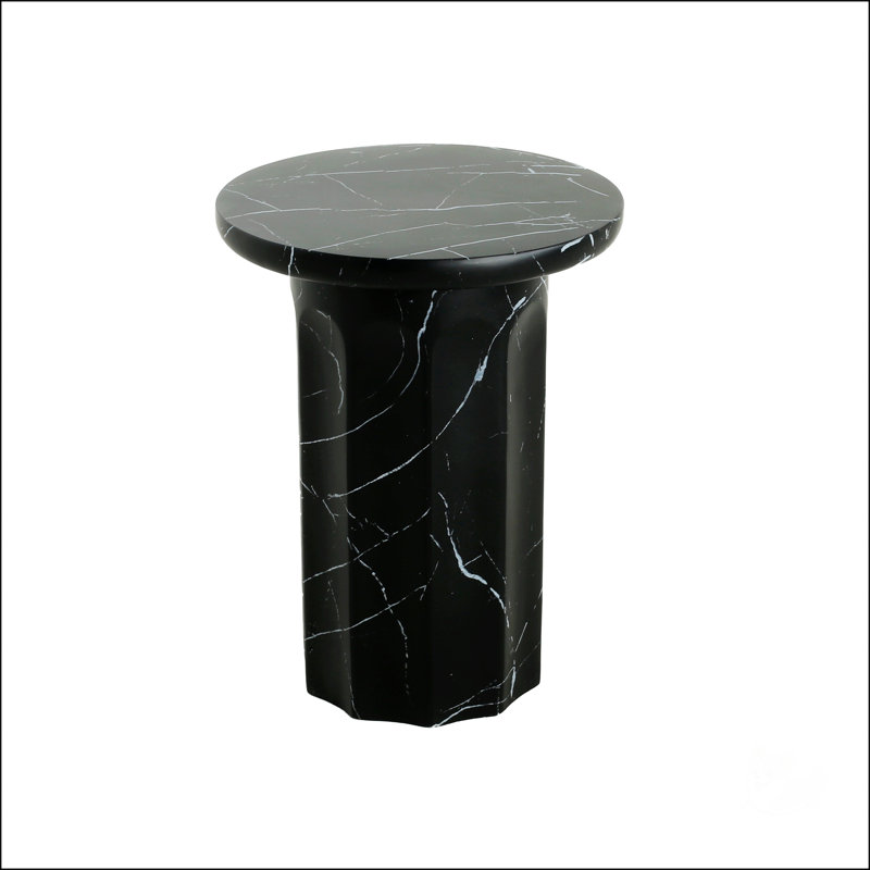 Table d'appoint d'extérieur en marbre noir effet béton léger, polyvalente et élégante pour une utilisation intérieure et extérieure