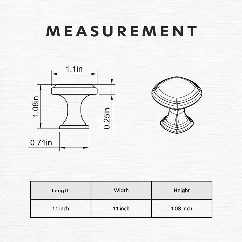 New Collection  1 1/10" Length Geometric Square Knob Multipack, Satin Nickel