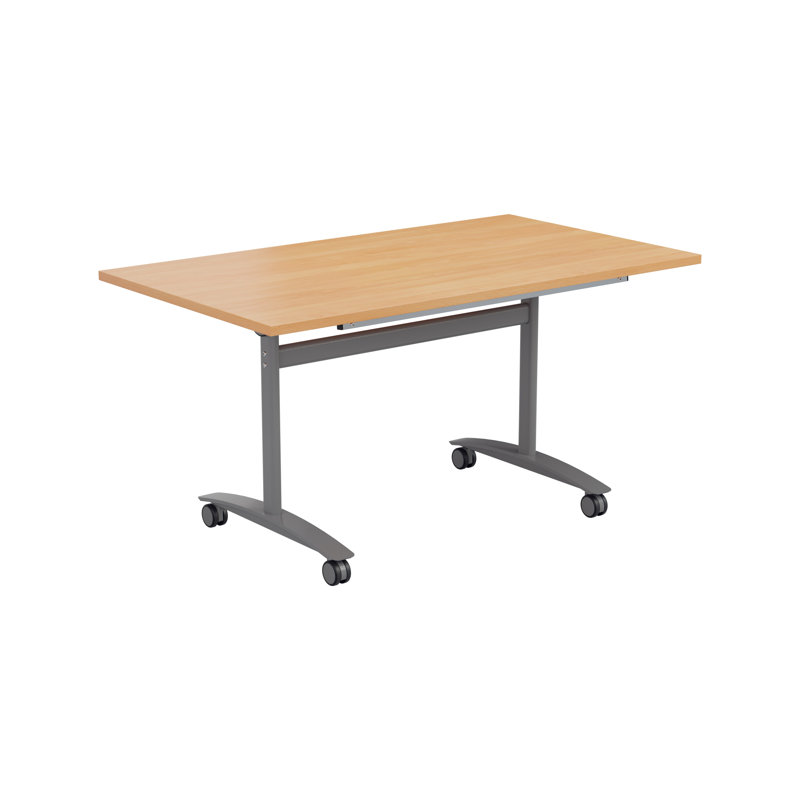 Buariki Rectangle Flip Top Modular Training Table with Casters, 72cm H x 160cm W x 80cm D, Beech