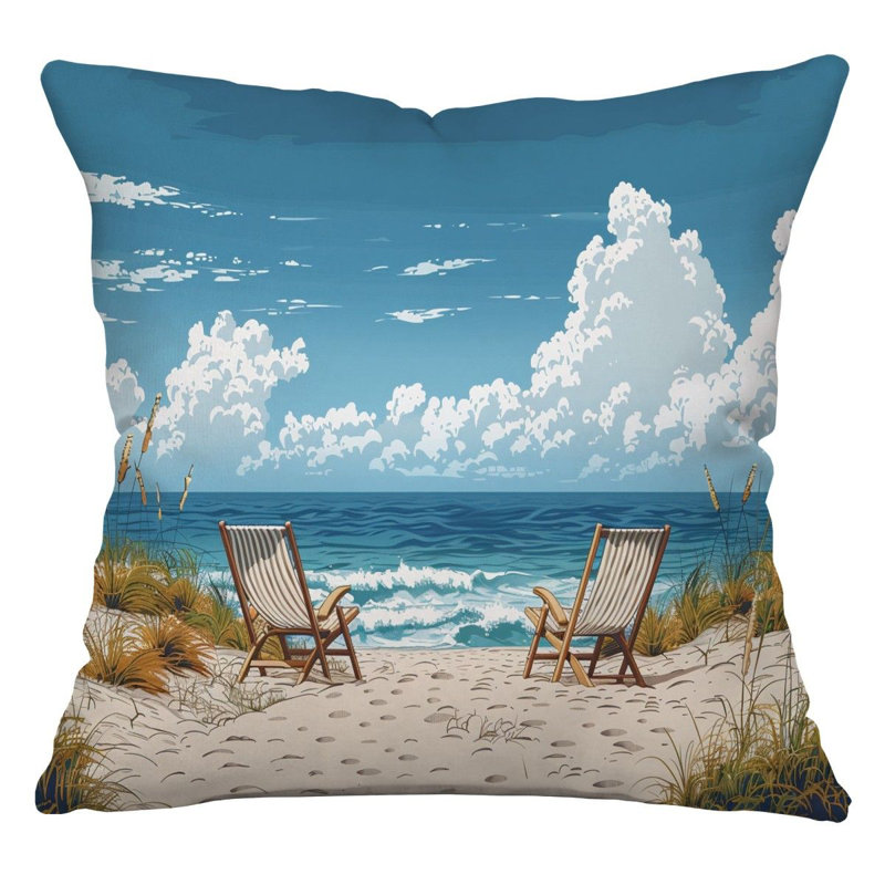 Coussin Blossom Trees, H 14 po x l 14 po, Sarcelle / blanc / brun