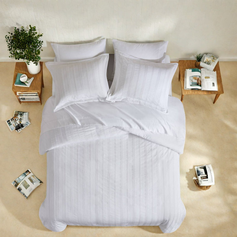 Elegant White Bedding Sets, Durable Polyester With Scandinavian Style
