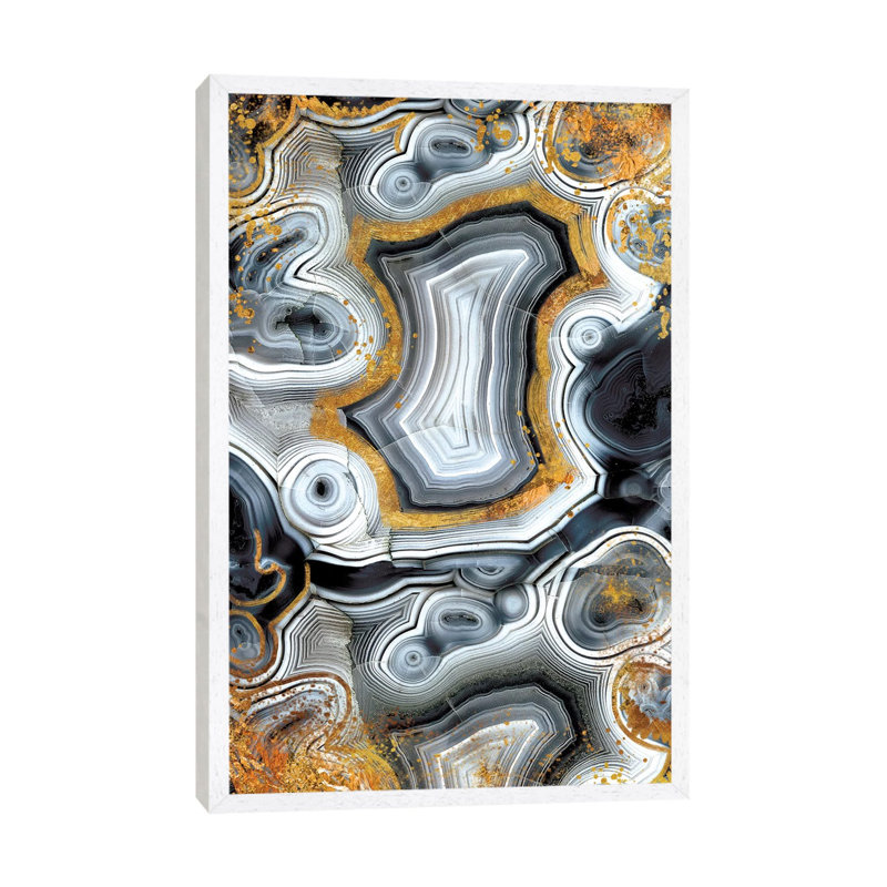 Geode Onyx - Print on Canvas, 152.5 cm H x 101.5 cm W, White Floater Framed