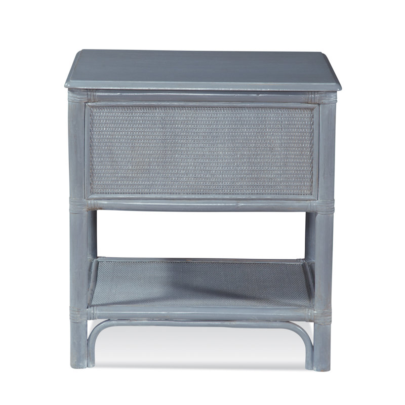 Summer Retreat 2 - Drawer Rattan Nightstand, Sea Glass