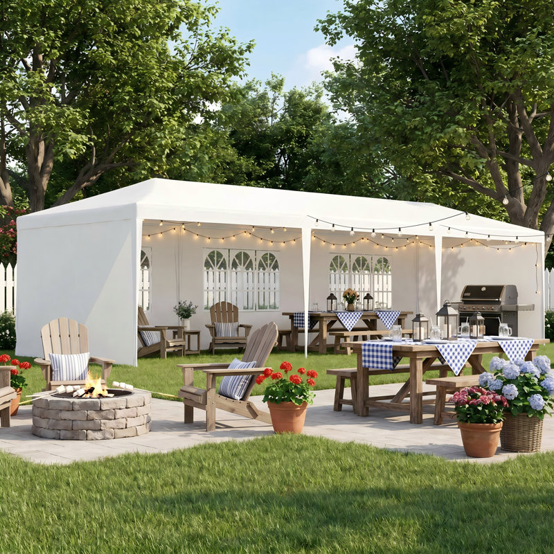 Pavillon de jardin de 10 pi x 30 pi de luxe, élégant abri pour banquet de mariage et de réception avec 5 panneaux latéraux détachables