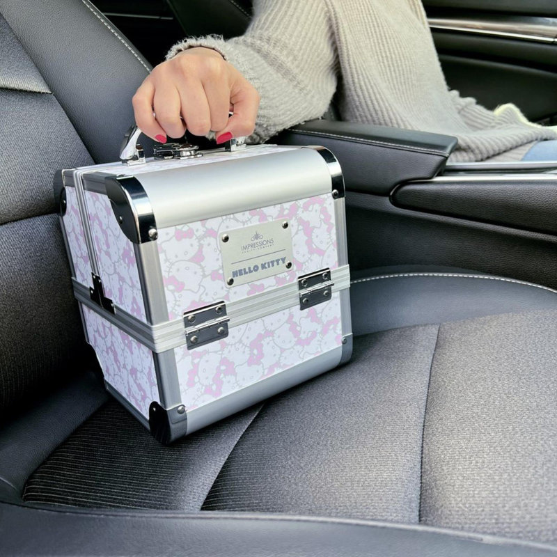 Hello Kitty SlayCube Makeup Travel Case with Durable Outer, Makeup Organizer Case in Portable Size, Silver White