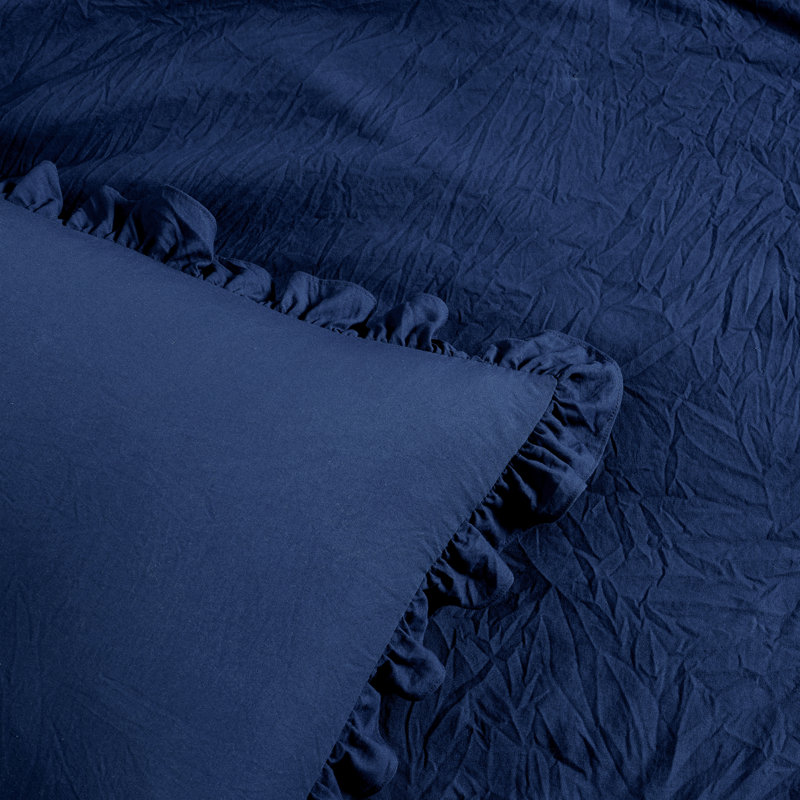 Allison Ruffle Skirt Ruffle Skirt Bedspread Set, Navy, Full Bedspread + 2 Standard Shams