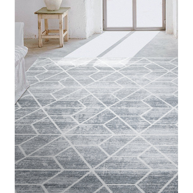 Tapis rectangulaire gris en polypropylène tissé à la machine Stonwin, Rectangle 4 pi x 5 pi 11 po