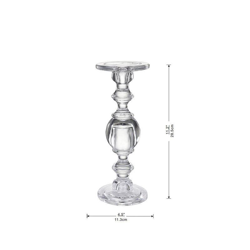 Chandelle de table en verre 2,76 po, H 11 po x l 4,5 po x P 4,5 po