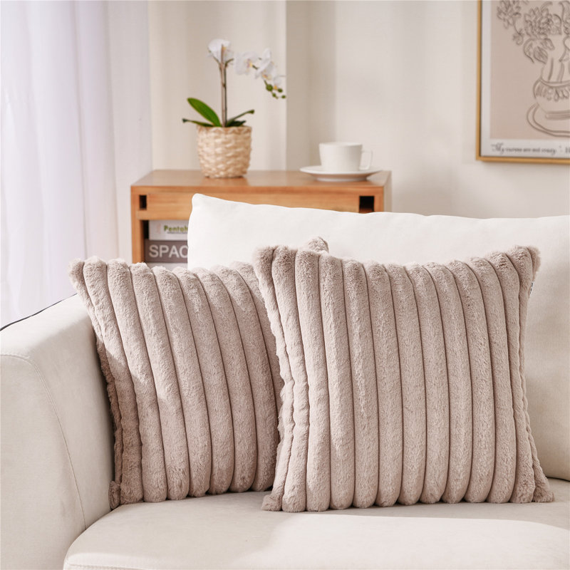 Faux Fur Reversible Throw Pillow, Light Purple, 20"H x 20"W