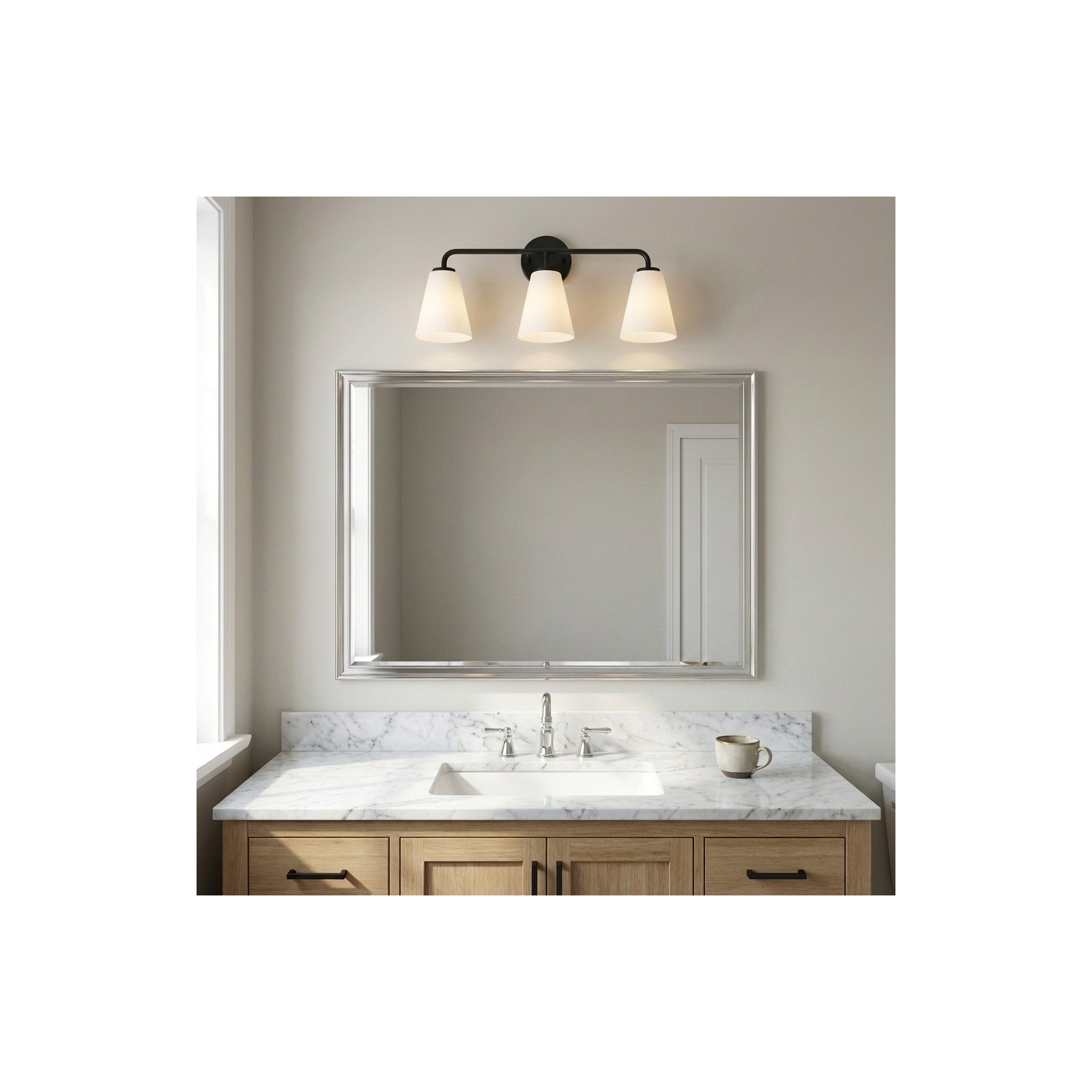 Senda One Light Vanity, Midnight Black, 3, White
