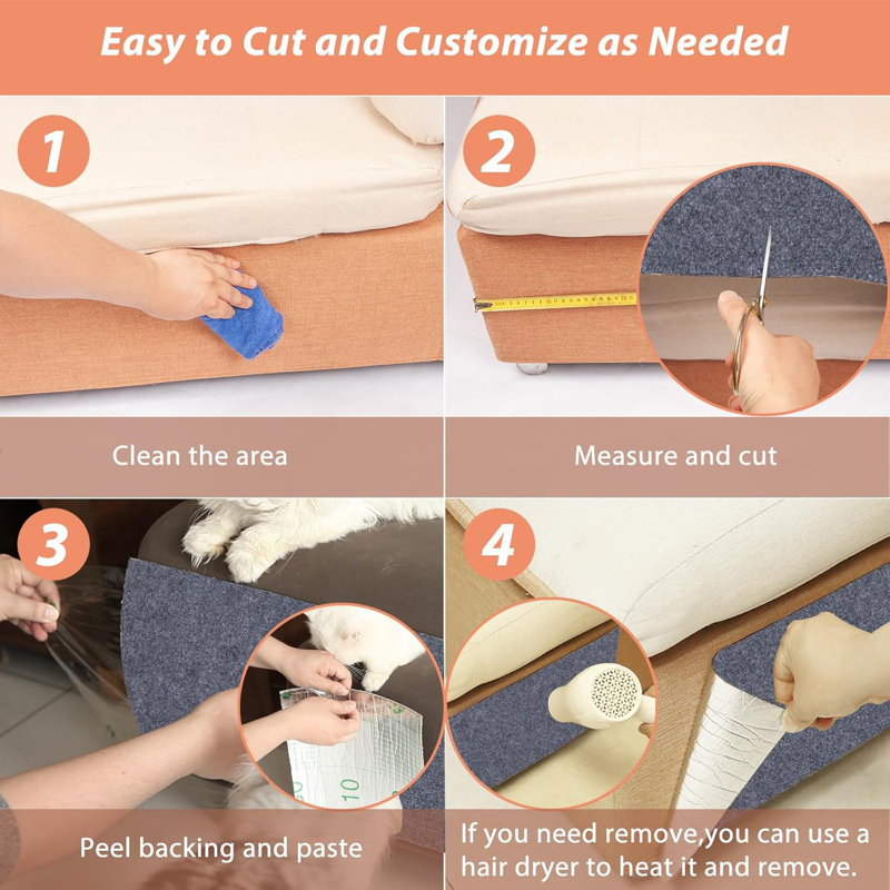 Self-Adhesive Cat Carpet Replacement For Cat Tree And Scratch Post Protector,Trimmable DIY Couch Protector From Cat Claws Scratching