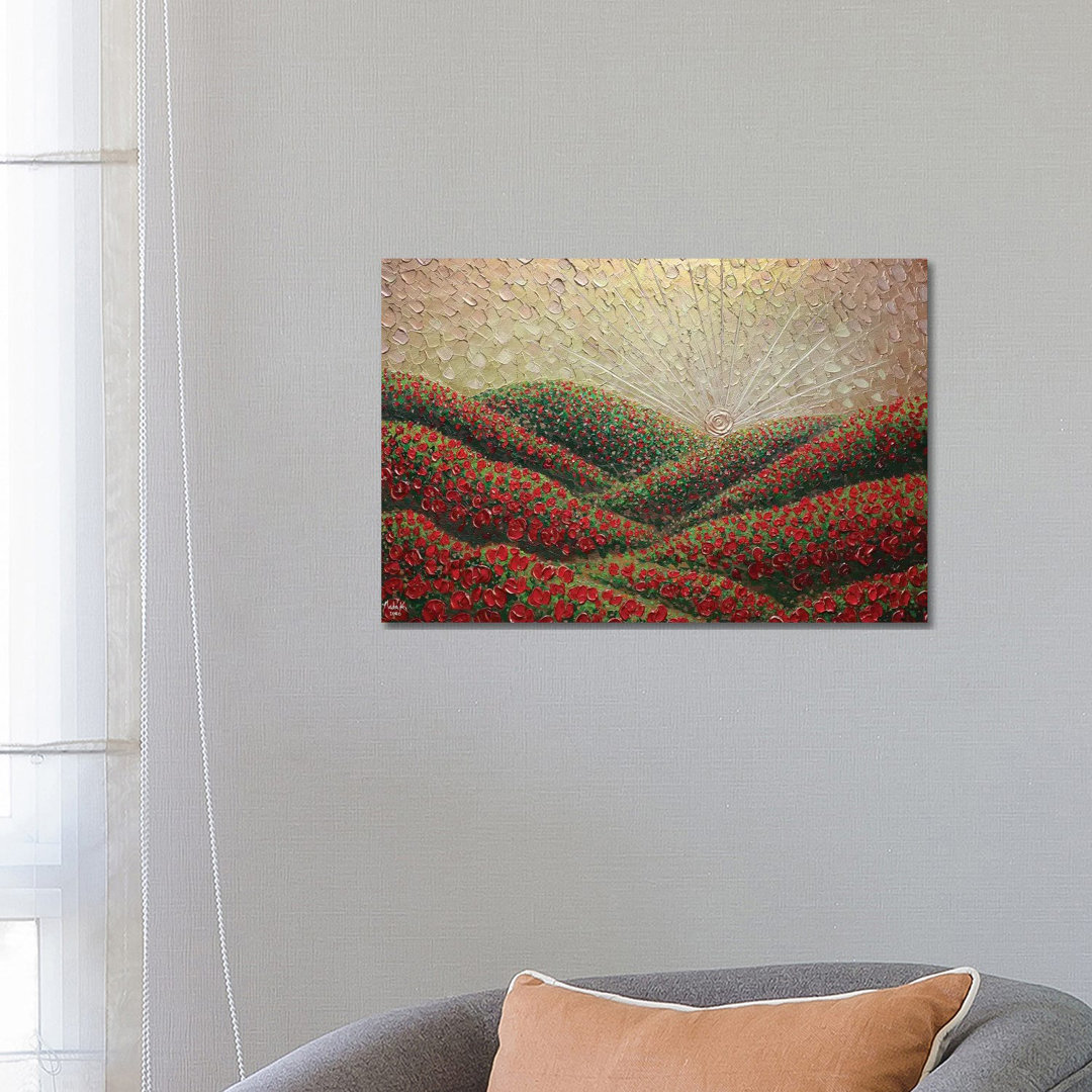 Hidden Hills - Gold Red von Nada Khatib - Galerie-verpackte Leinwand Giclée auf Leinwand