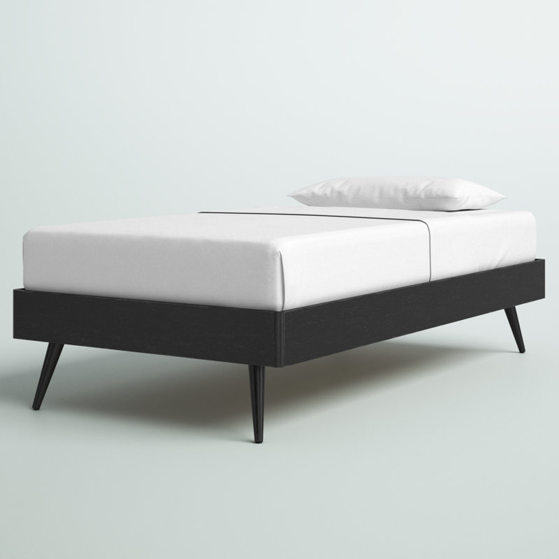Base de lit plateforme en bois Margo, Jumeau, Noyer