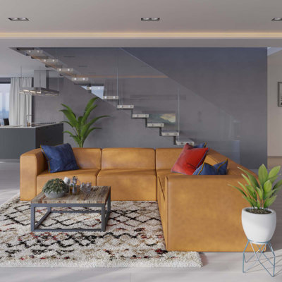 Canapé modulaire en cuir 5 pièces Mingle