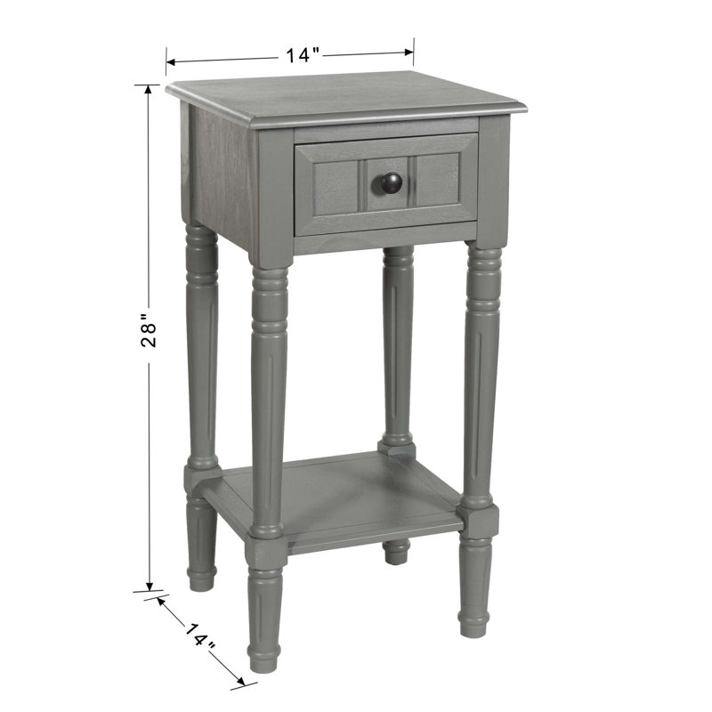 Elboa Collection Accent Table with One Drawer -, Antique Grey