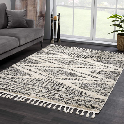 Tapis beige à poils longs performance Espindola