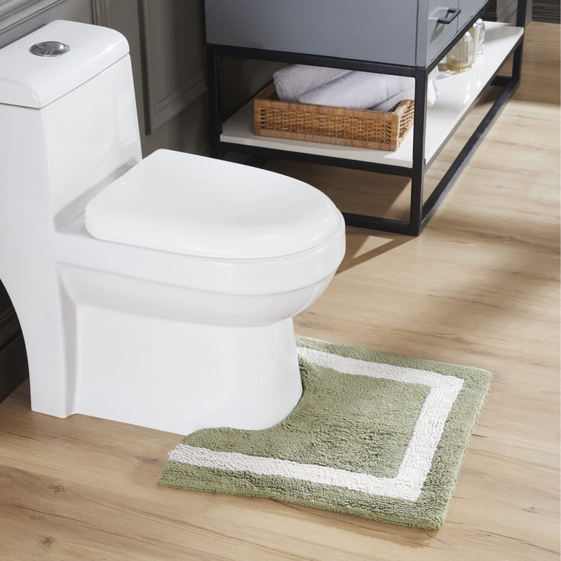Tapis pour salle de bain Widman, Contour 20 po x 20 po, Sauge foncé / blanc