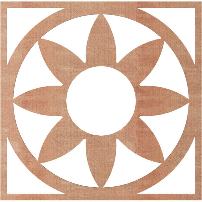 Médaillon de plafond en bois Blume, Cerisier, H 34 po x l 34 po x P 0,38 po