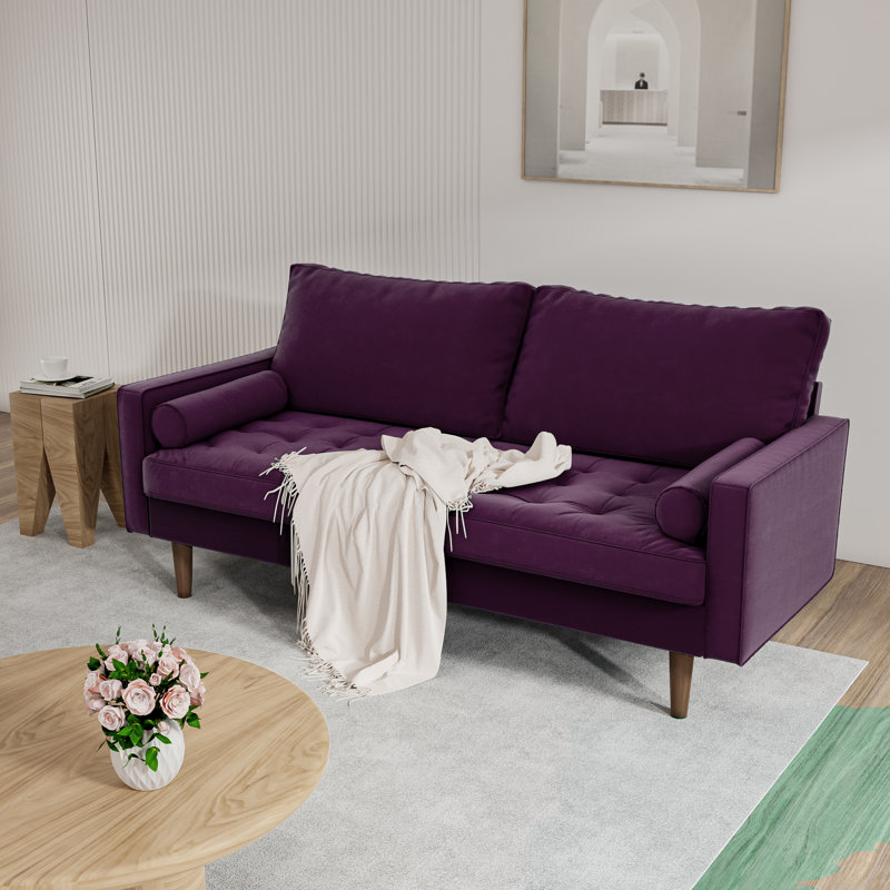 Canapé en velours à accoudoirs carrés de 70 po Brighton, Polyester mauve