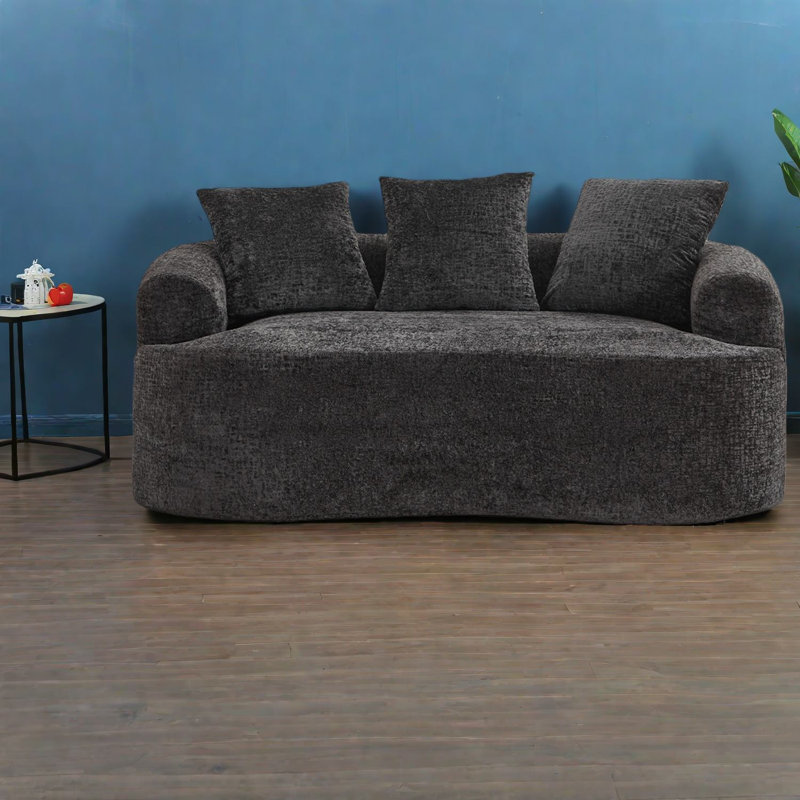 Canapés compacts en chenille, conception moderne incurvée pour les appartements
