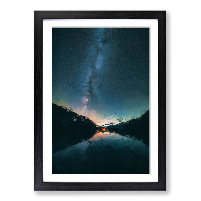 Milky Way Above a Lake in Italy in Abstract - Picture Frame Graphic Art Print, Black Framed, 36cm H x 27cm W x 2cm D