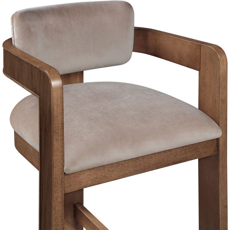 Tabouret rembourré Sacha Howley, Brun, Taupe, Velours